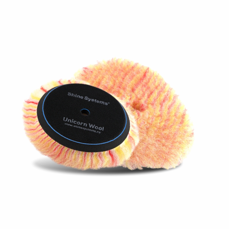 картинка Полировальный круг из цветного меха - Shine Systems Unicorn Wool Pad 130мм.