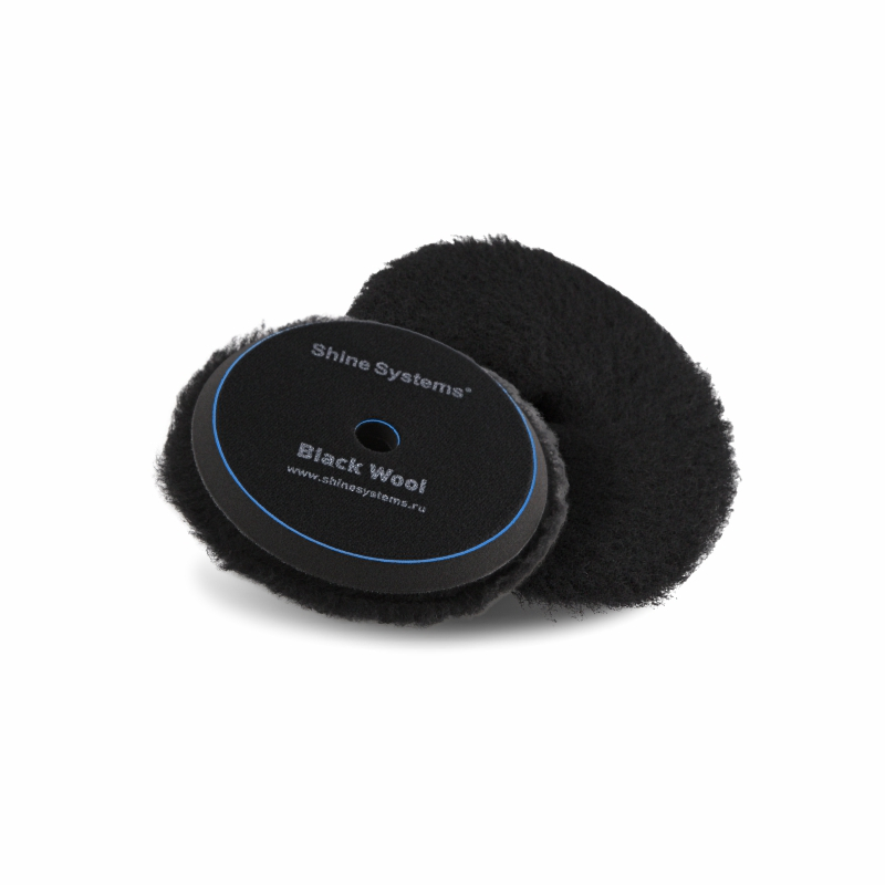 картинка Полировальный круг из черного меха - Shine Systems Black Wool Pad 155мм.