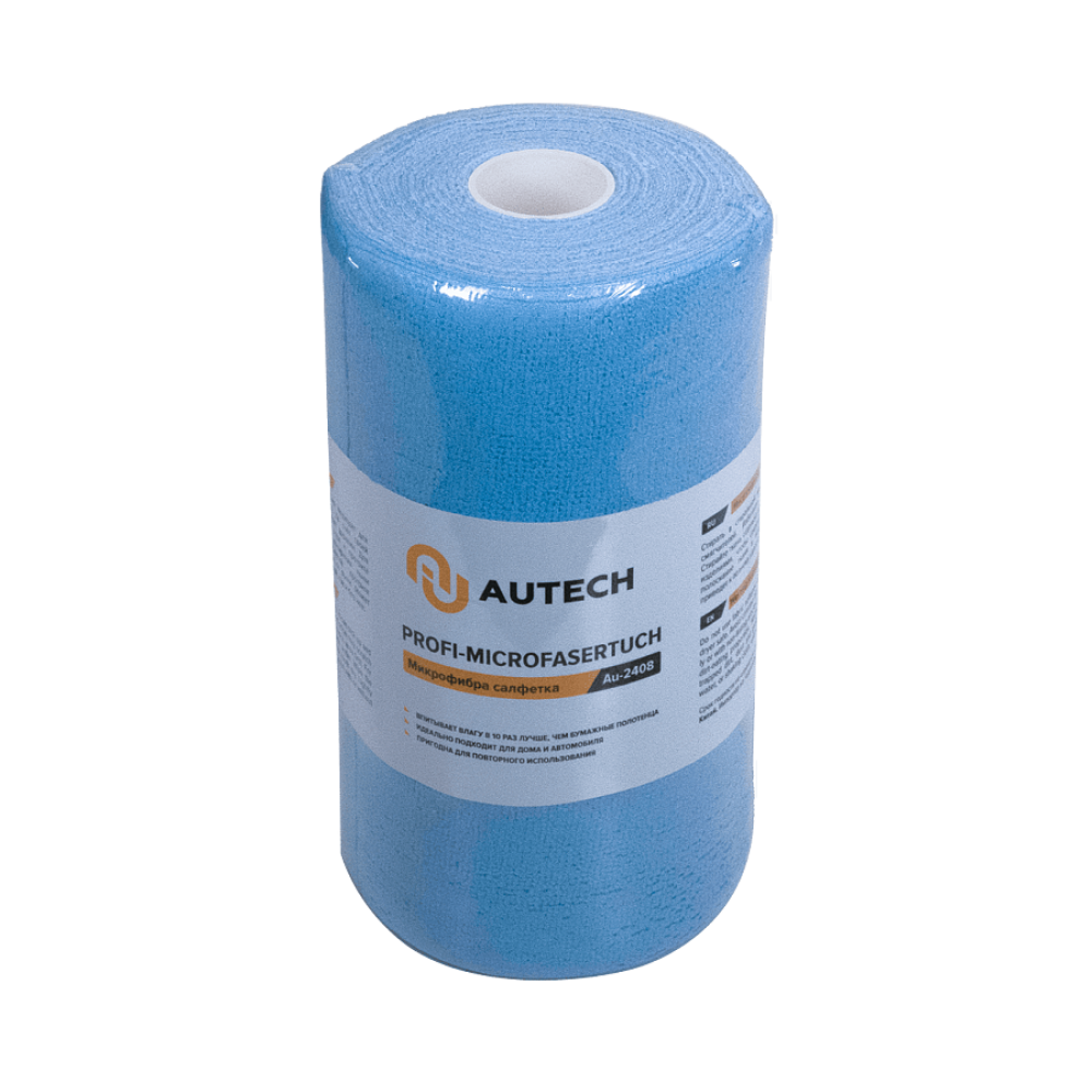 картинка Микрофибровая салфетка голубая рулон (50шт) - AuTech Profi-Microfasertuch 25x25см.
