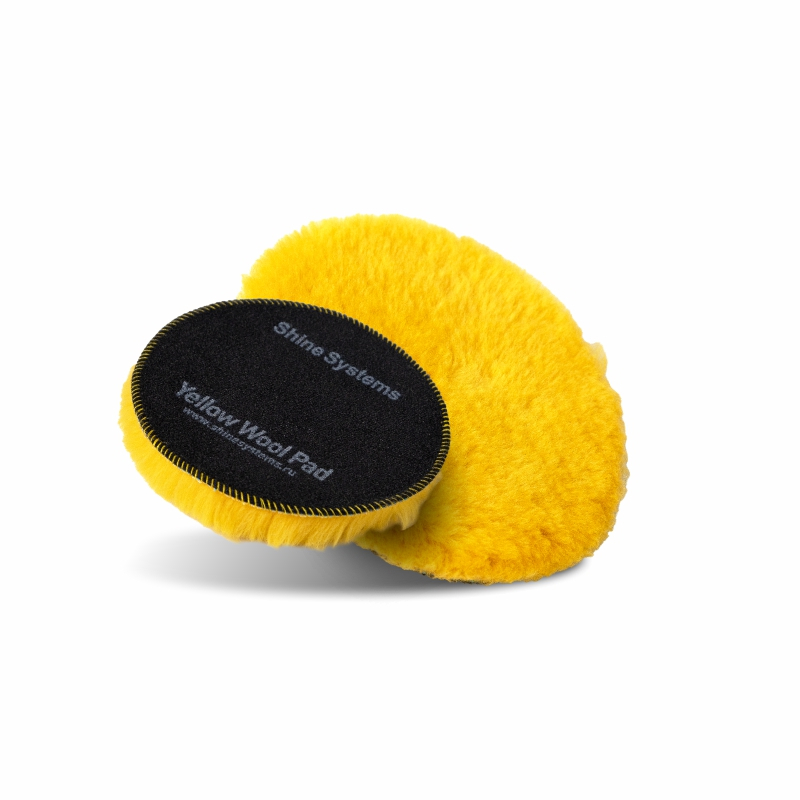картинка Полировальный круг из желтого меха - Shine Systems Yellow Wool Pad 155мм.