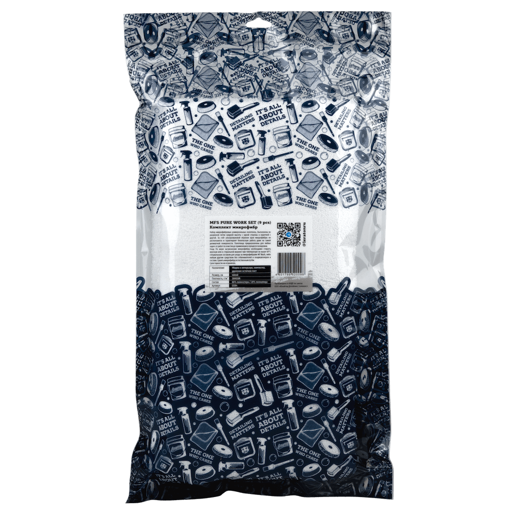 картинка Комплект белых микрофибр из 9 штук без краев - LERATON MFS Pure 40x40см.