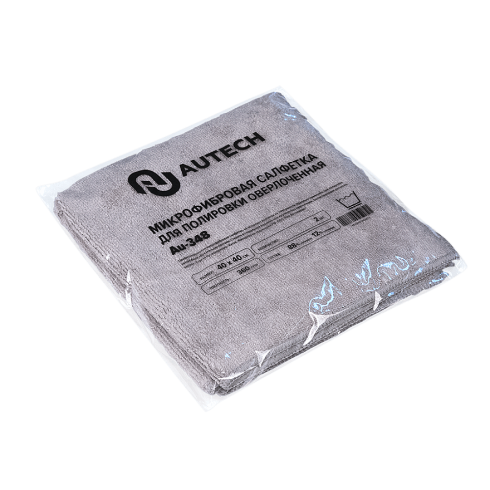 картинка Микрофибра салфетка серая (2шт) - AuTech Profi-Microfasertuch 40x40см.