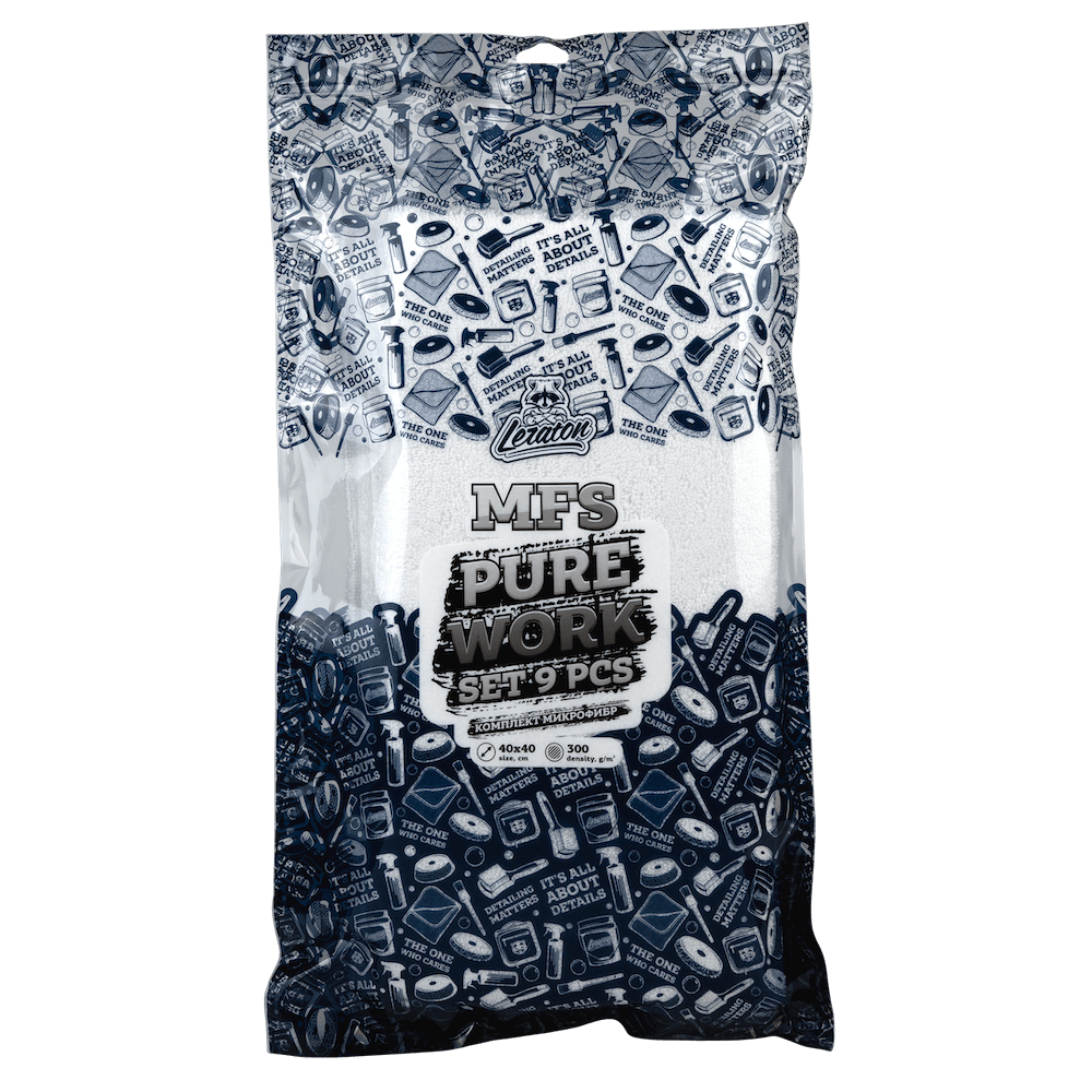 картинка Комплект белых микрофибр из 9 штук без краев - LERATON MFS Pure 40x40см.