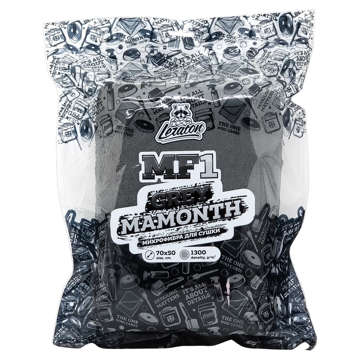 картинка Микрофибра для сушки серая - LERATON MF1 Grey Mamonth 70x50см.