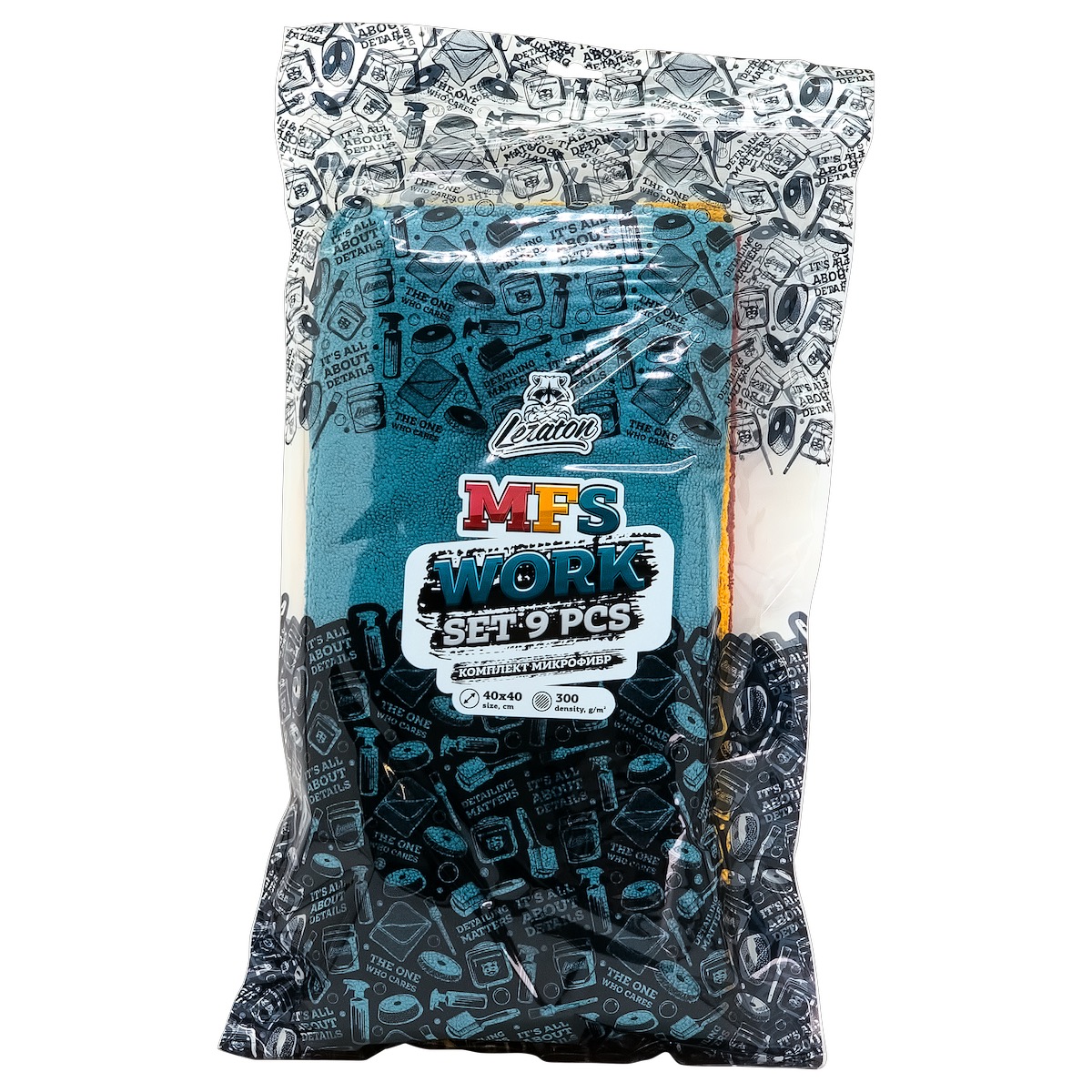 картинка Комплект микрофибр из 9 штук - LERATON MFS Work Ser 40x40см.
